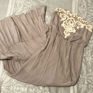 Lauren Conrad grey/taupe Lace strapless Maxi